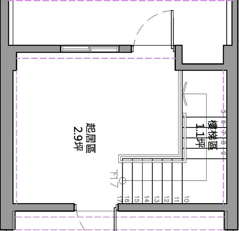 樓梯間儲藏區平面配置示意